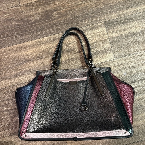 Coach Color Block Pebbled Leather Dreamer Tote Dreamer 36 Metallic - Picture 1 of 16